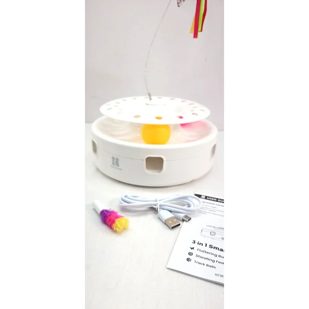 Potaroma 3 In 1 Smart Cat Toy Fluttering Butterfly Shooting Feather Track Balls